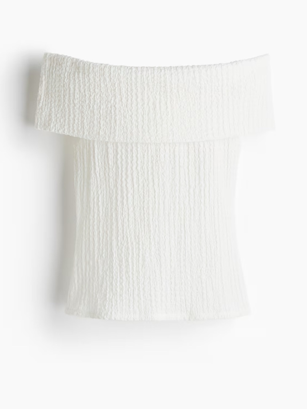 H&M White Off-Shoulder Textured Top